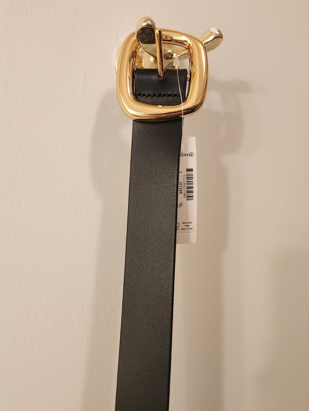 NWT Madewell Sculptural Belt Black Leather Size Small - Picture 3 of 5